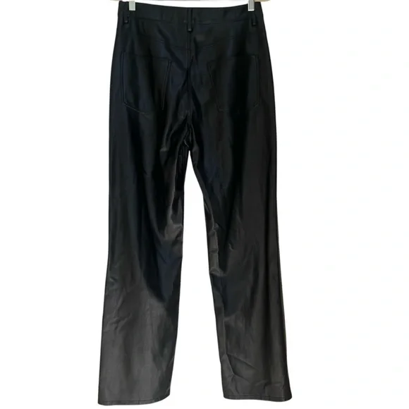 Zara Black 90’s Full Length Faux Leather Pants 8 Straight Leg - Picture 4 of 5